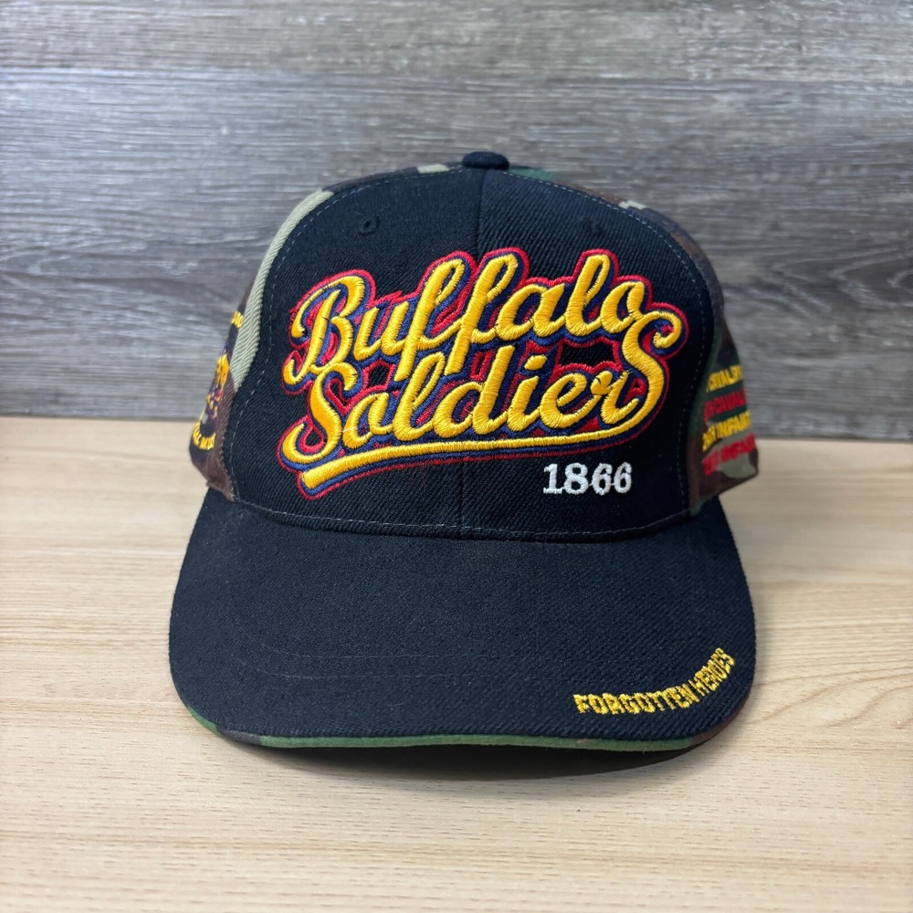 Buffalo Soldiers Hat Cap Fitted XL Black Forgotten Heros Outdoors